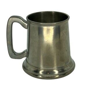 Vintage Small Childs Tankard Holland Pewter Daalderop Ren Faire Glass Bottom Cup